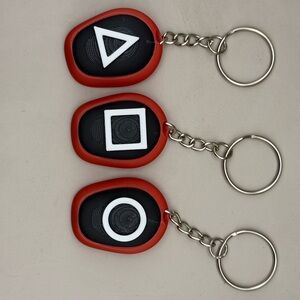 Squid Game Red and Black Keychain Set